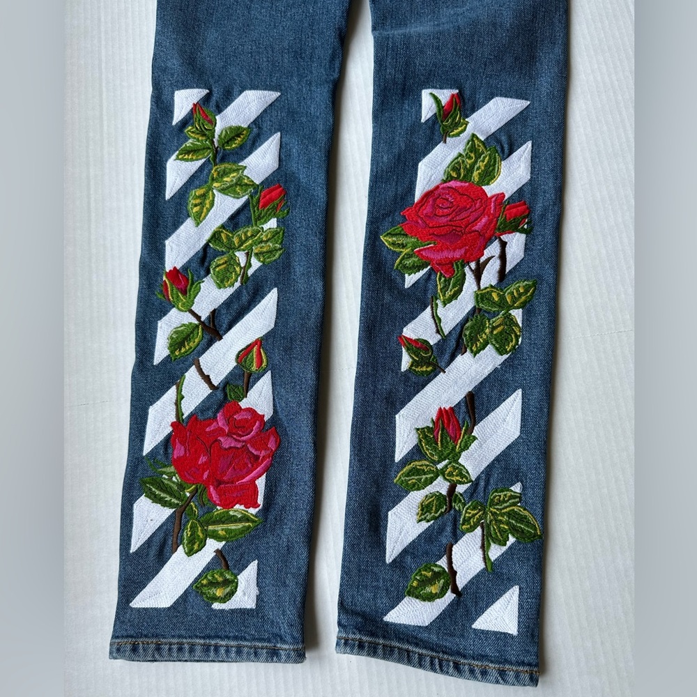 OFF WHITE C/O VIRGIL ABLOH ROSE PRINT SKINNY JEANS Size 26 EUC - Picture 7 of 10
